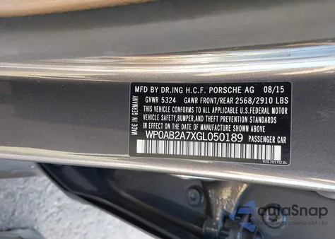 2016 Porsche Panamera S from USA, damaged, VIN WP0AB2A7XGL050189